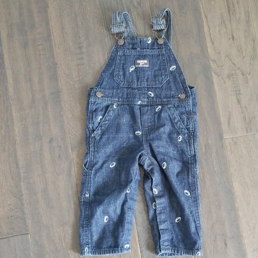 Oshkosh 12mo overalls with footballs